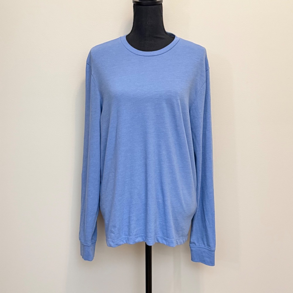 J. Crew Washed Long Sleeve T-Shirt Womens M Blue Crew Neck Cotton Blend Coastal